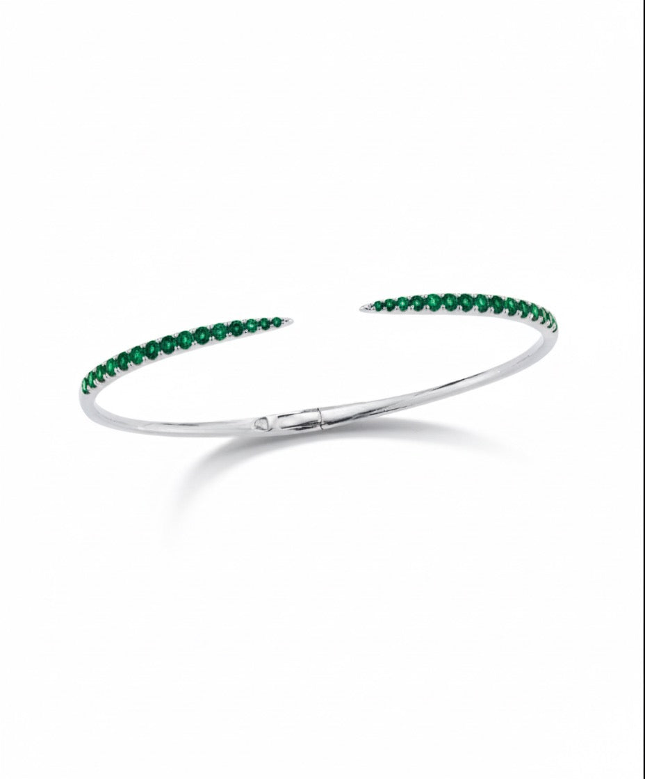 Emerald White Gold Choux Bangle