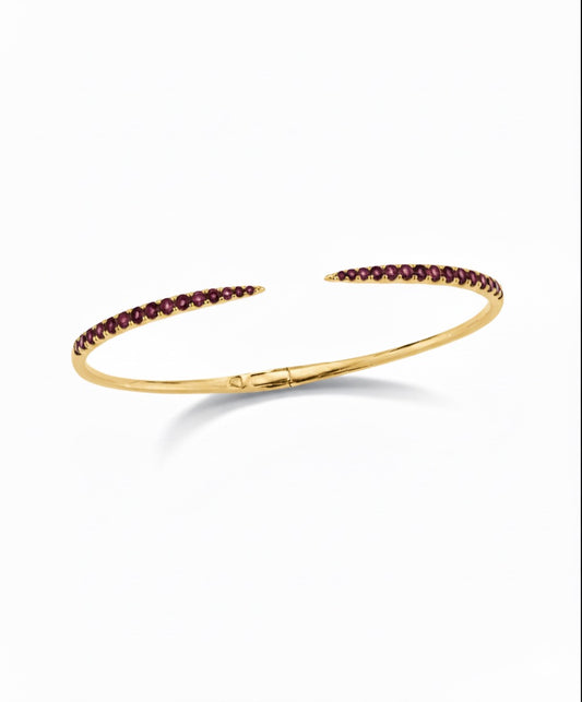 Burgundy Yellow Gold Choux Bangle