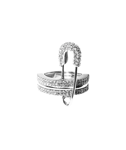 White Safety Pin Ring