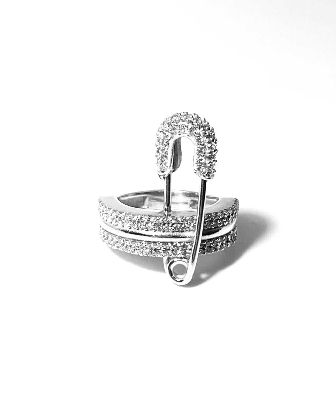 White Safety Pin Ring