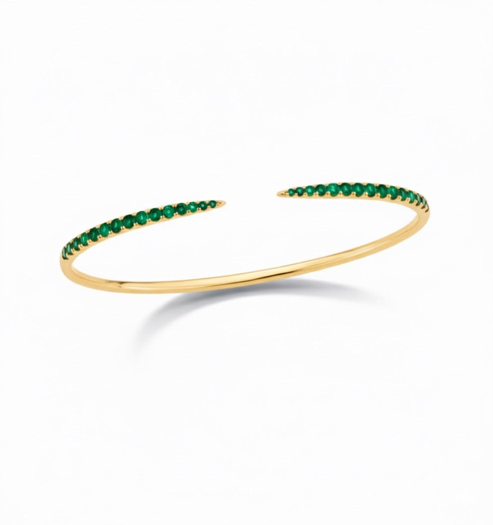 Emerald Yellow Gold Choux Bangle