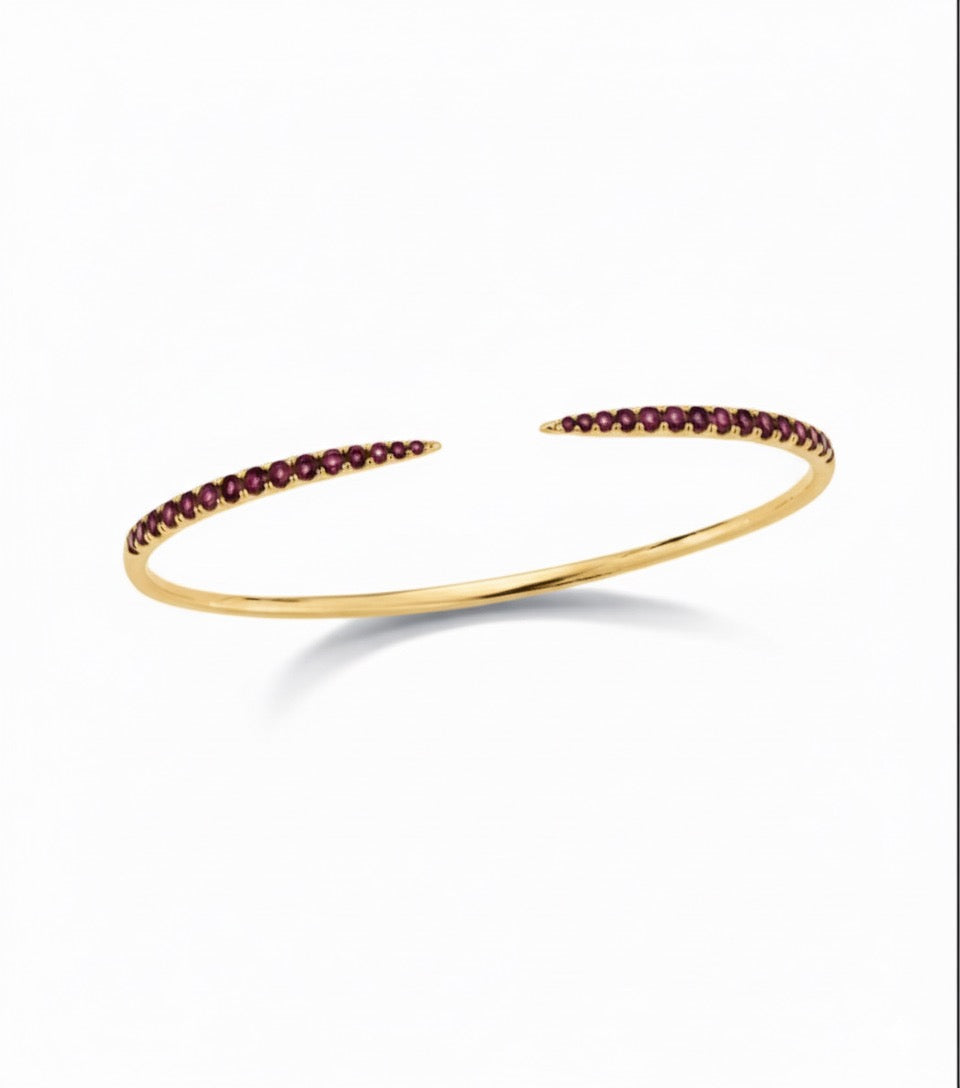 Burgundy Yellow Gold Choux Bangle