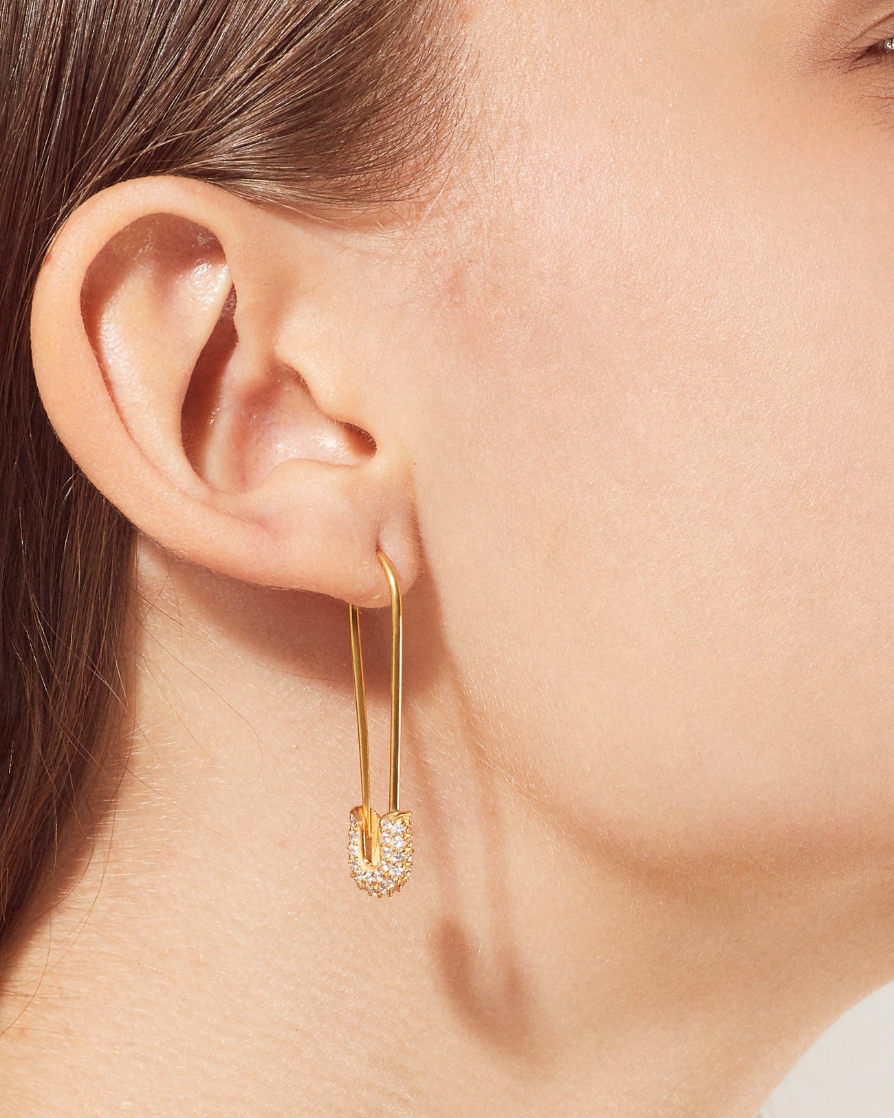 Pavé Safety Pin Earrings