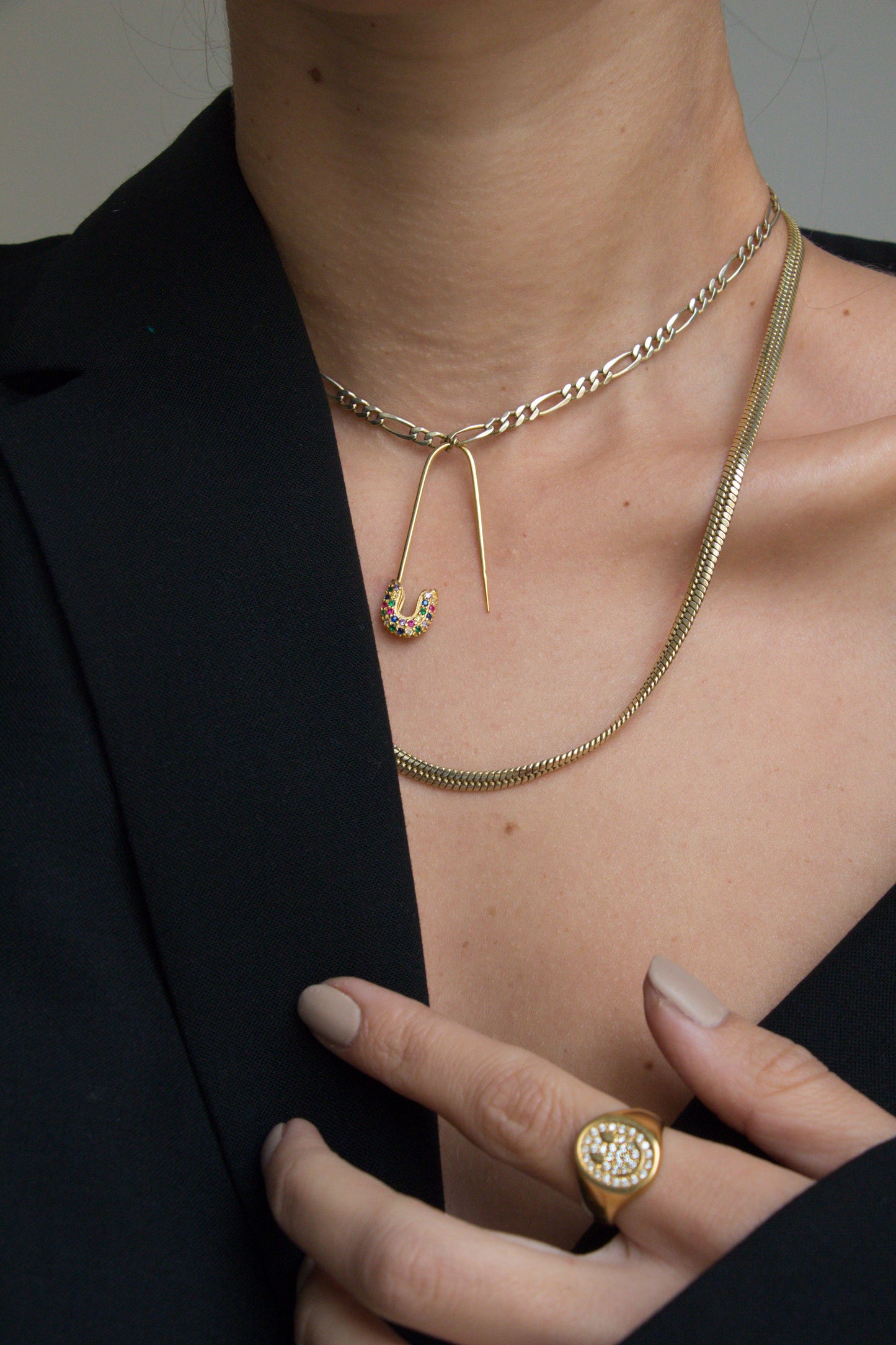 Pavé Safety Pin Earrings