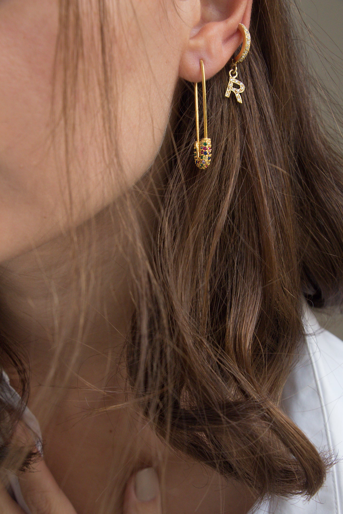 Pavé Safety Pin Earrings