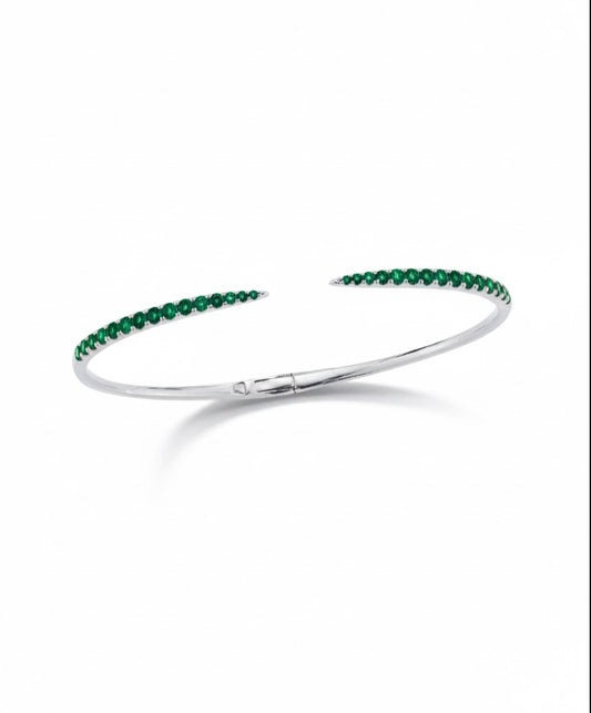 Emerald White Gold Choux Bangle