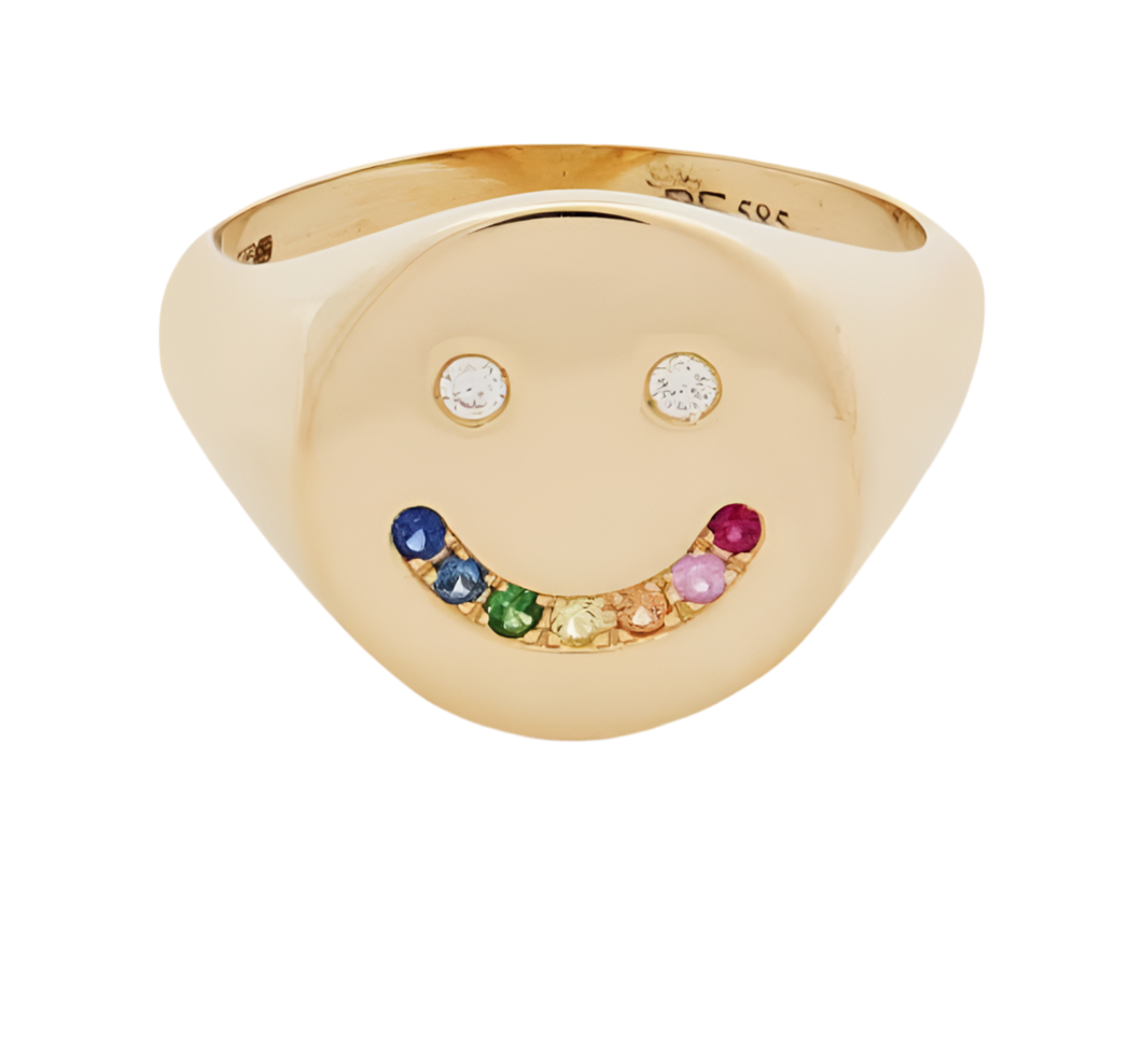 Rainbow Smiley Signet Ring