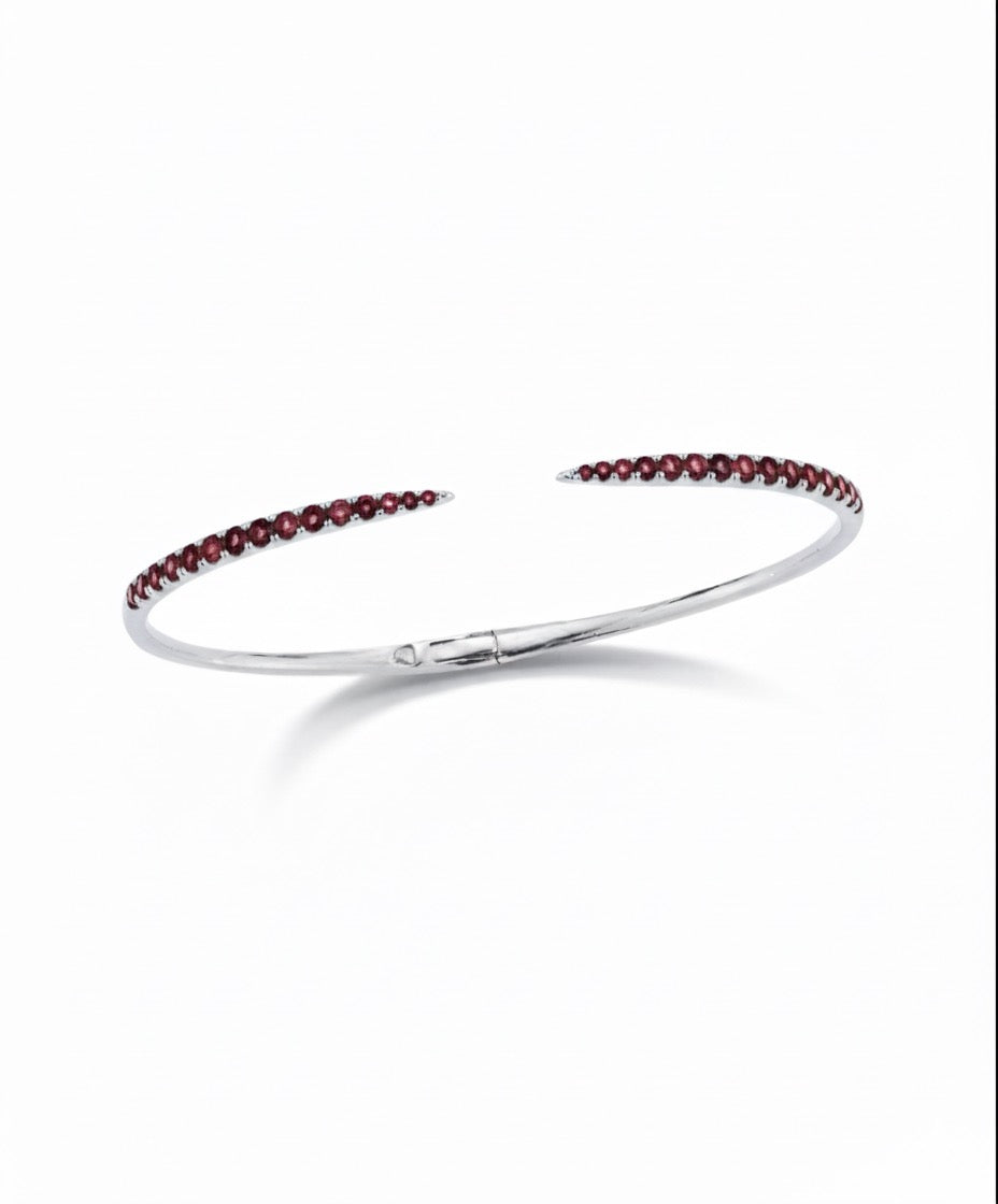 Burgundy White Gold Choux Bangle