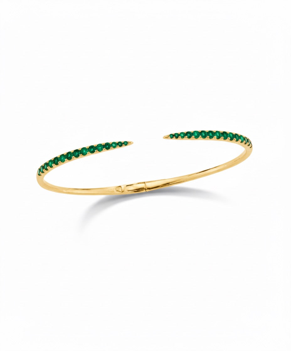 Emerald Yellow Gold Choux Bangle