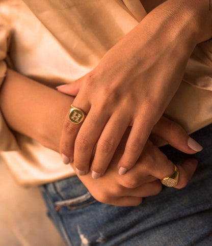 Pave Customizable Letter Signet Ring