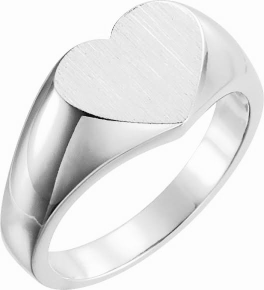 Silver Heart Shaped Signet