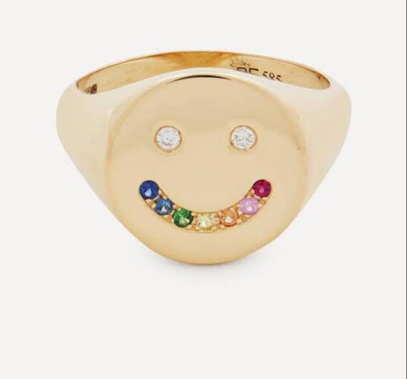 Rainbow Smiley Signet Ring