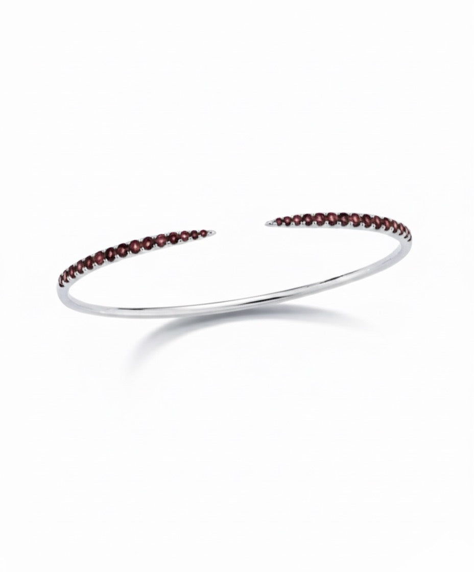 Burgundy White Gold Choux Bangle
