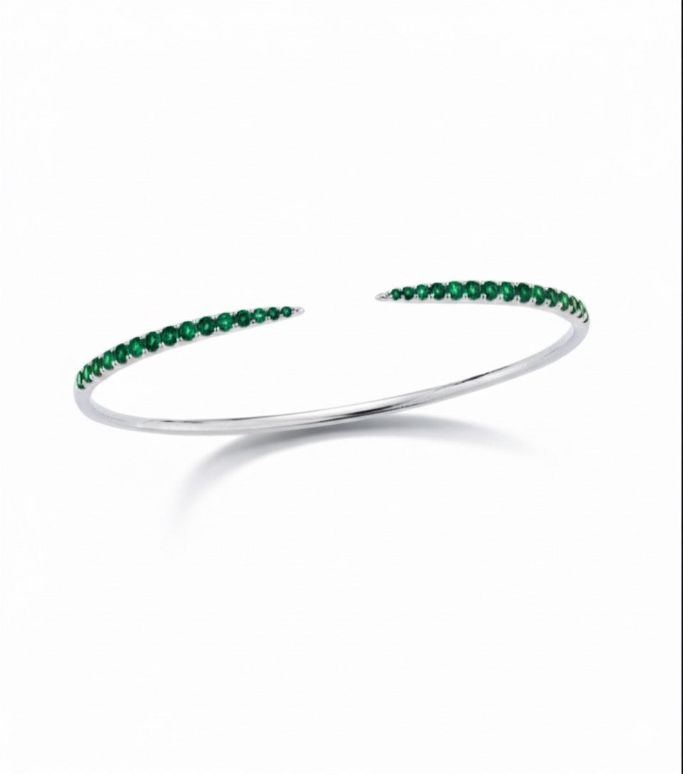 Emerald Yellow Gold Choux Bangle