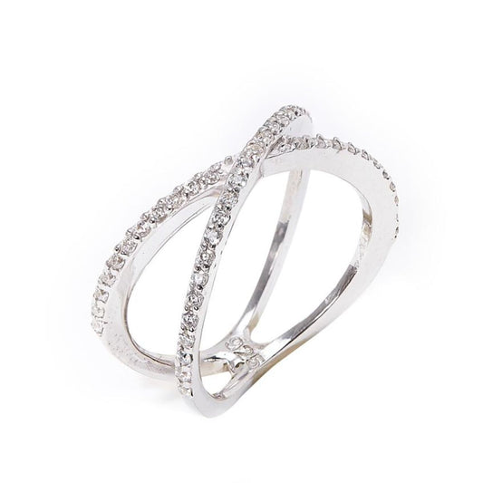 White Criss Cross Ring