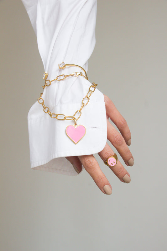 Pink Smiley Signet Ring