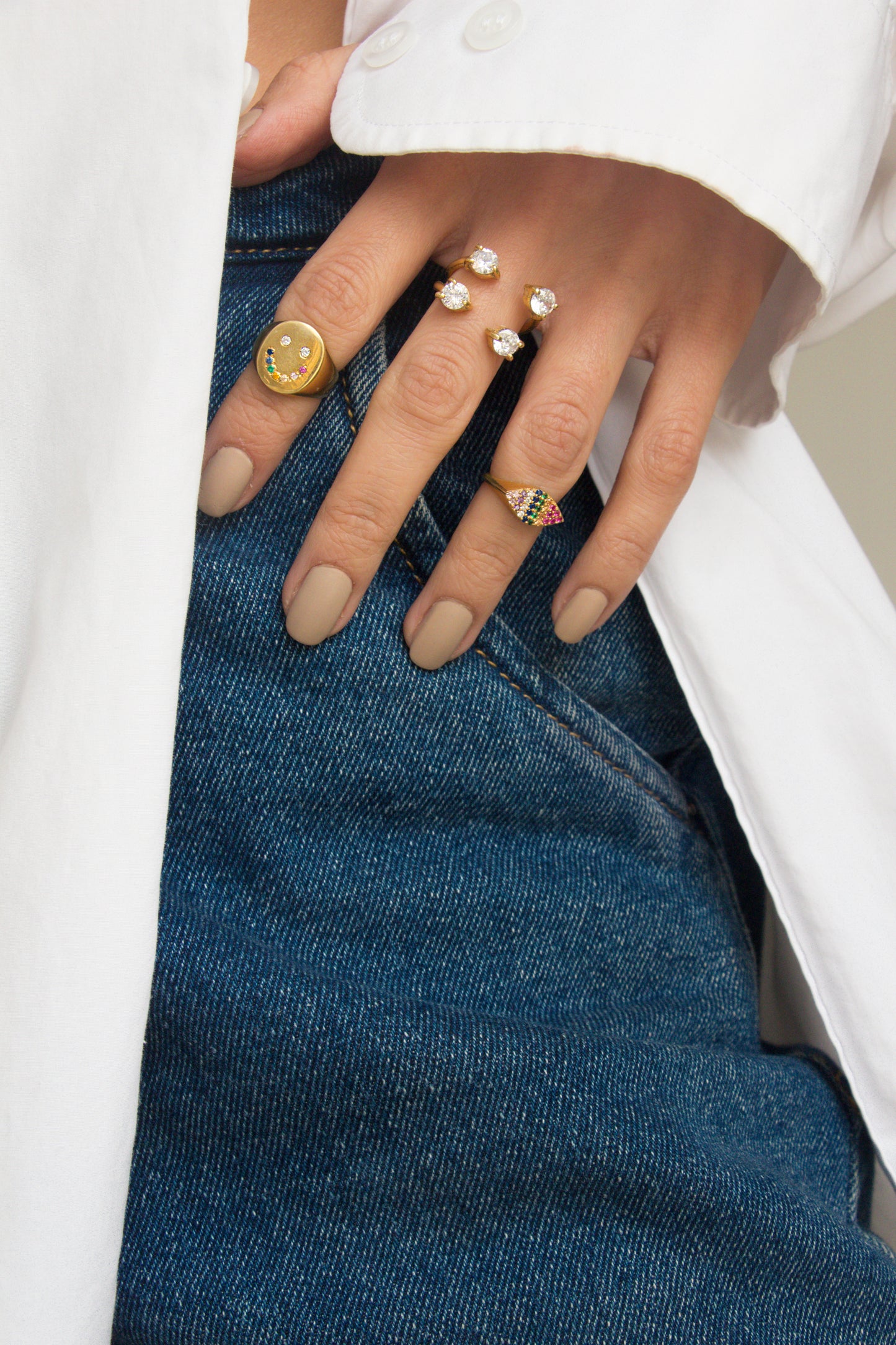 Rainbow Smiley Signet Ring